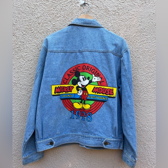 Vintage 90’s Mickey Mouse Denim Jacket 1928 Classic Original Sound Cartoons - Picture 1 of 11
